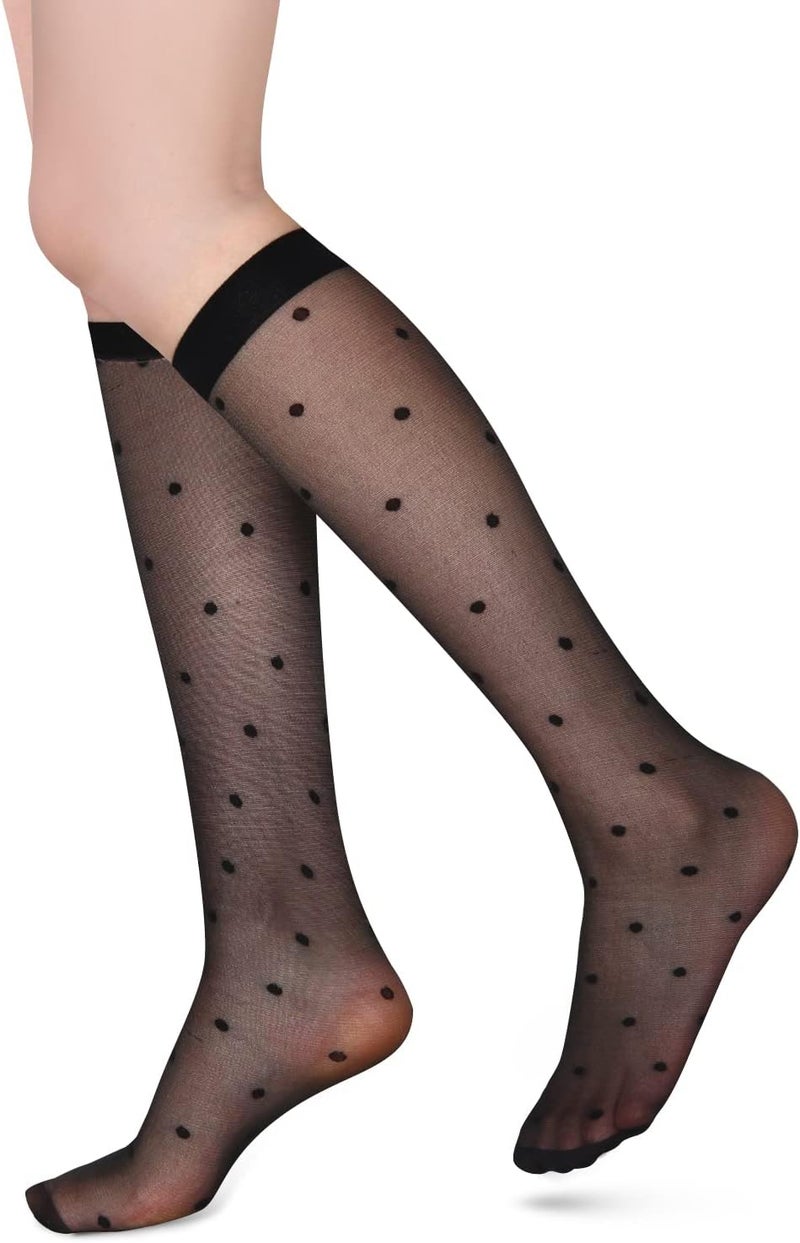 Benefeet Sox Womens Lace Knee High Socks Girls Sheer Mesh Knee High Stockings Cute Fishnet Lolita Calf Sock - Image 1